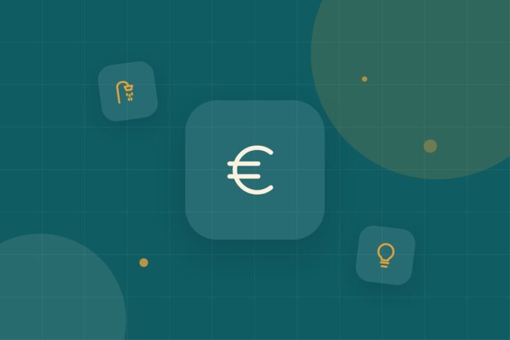 Illustration: Euro-, Dusch- und Licht-Symbol – günstige Bad-Upgrades unter 30 Euro