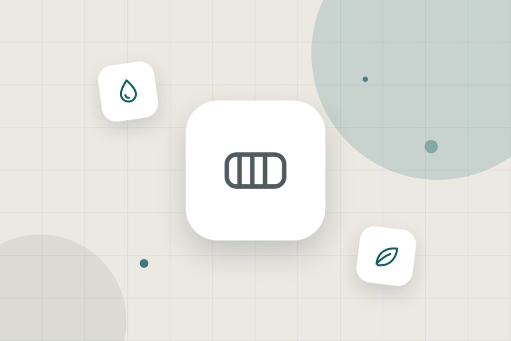Illustration: Badematten-Symbol mit Wassertropfen und Blatt – Kieselgur-Badematte